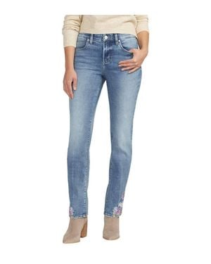 Jag Mid Rise Embroidered Ruby Straight Leg Jeans - Blue