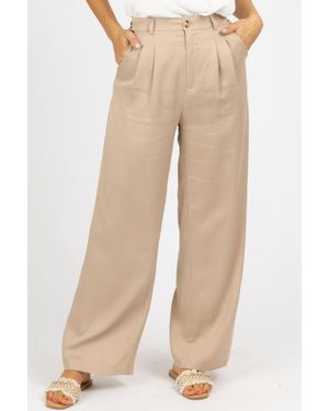Et Clet Pleated Woven Pants - Natural