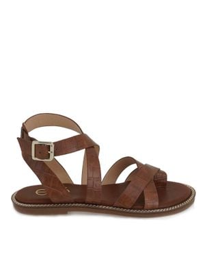 Exe' Alexia-100 Flat Strappy Sandal - Brown