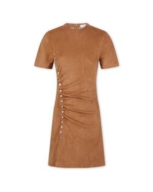 Rabanne Paco Suede Draped Short Dress - Brown
