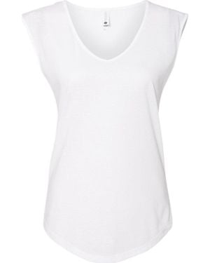 Next Level Festival Sleeveless Deep V-Neck T-Shirt - White
