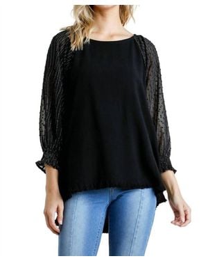 Umgee Mesh Puff Sleeve Top - Black