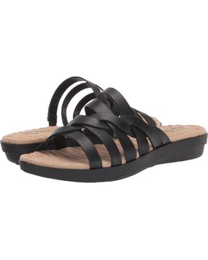 Easy Street Sheri Sandals Faux Leather Slip On Slides Htat204 - Black