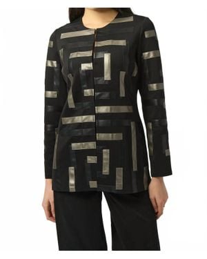 Joseph Ribkoff Two-Tone Crewneck Jacket - Black