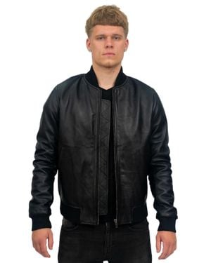 Infinity Leather Retro Varsity Bomber Jacket-Pretoria - Black