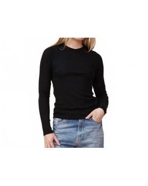 Monrow Supimafine Rib Long Sleeve Crew Top - Black