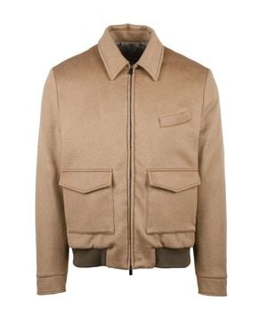 Luigi Borrelli Napoli Wool-Cashmere Aviator Jacket - Natural