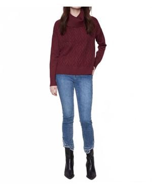 Charlie b Cowl Neck Sweater With Side Slit And Tie Details - Red