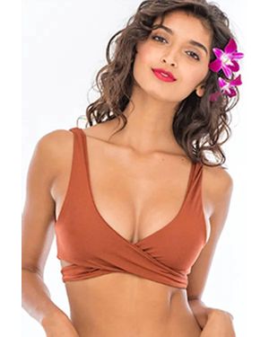 Indah Captain Wrap Bikini Top - Orange
