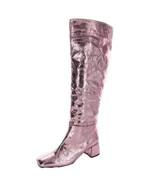 Bellini Faux Leather Metallic Knee-High Boots - Purple