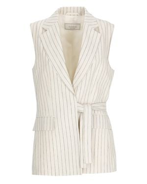 Peserico Striped Linen Drawstring Gilet - Natural