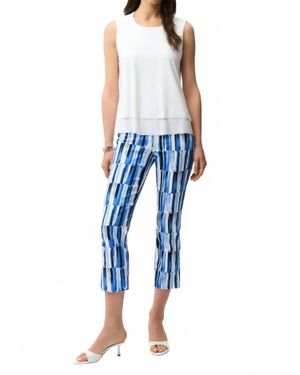 Joseph Ribkoff Millennium Abstract Print Crop Pull-On Pants - Blue