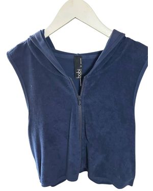 Bobi French Terry Crop Hoodie - Blue