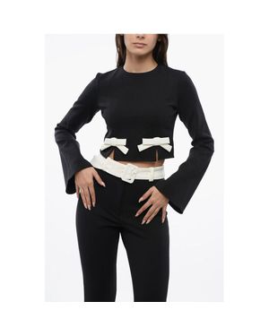Viktor & Rolf Long Sleeved Cropped Top With Bow Details - Black