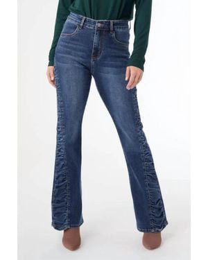 Coco + Carmen Everstretch Flare With Side Rouching Jean - Blue