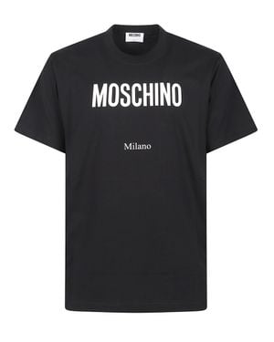 Moschino Logo Print Crew Neck Cotton T-Shirt - Black