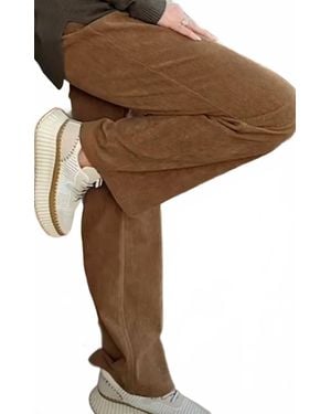 Pure Essence Pull On Corduroy Pant - Brown