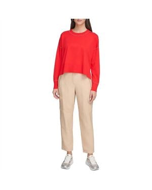 DKNY Studded Crew Neck Sweater - Red
