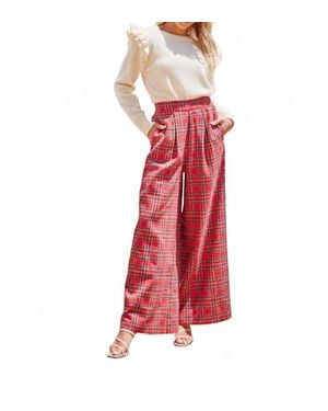 Jodifil Check Wide Leg Pant - Red
