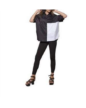 Simply Mila 2 Tone Boxy Shirt - Black