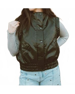 TCEC Midnight Snap Button Front Puffer Vest - Green