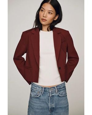Maeve Crop Boxy Blazer Jacket - Red