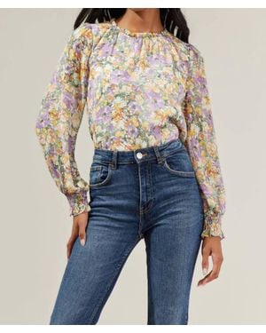 Sugarlips Liane Floral Long Sleeve Blouse - Blue