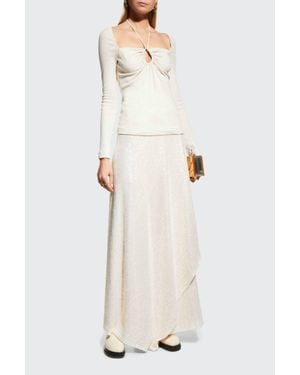 Rosetta Getty Ruched Drawstring Cutout Top - White