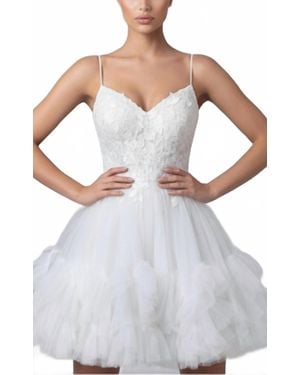 Jovani Short Dress With Tulle Skirt - White