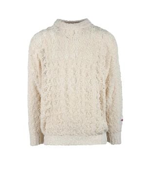 Longo Textured Cable Knit Cotton Sweater - White