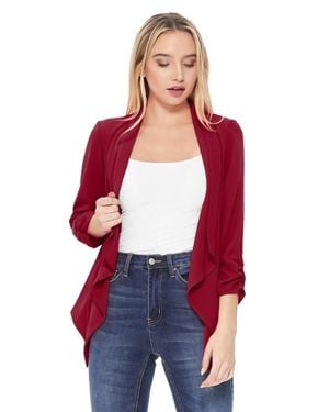 MOA Open Front Waist Length Blazer - Red