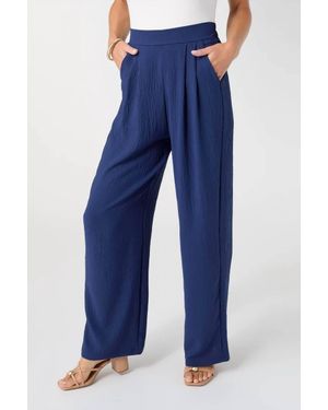 Coco + Carmen Daphne Flowy Pleat Front Pant - Blue