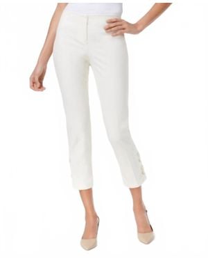 Alfani Cropped Lace Up Pants - White