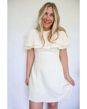 TCEC Eleanor Pleated Capelet A-Line Mini Dress - White