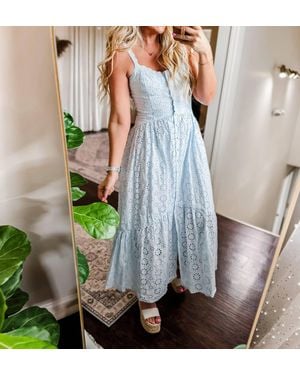 In-Loom Sweet Breeze Eyelet Maxi Dress - Blue