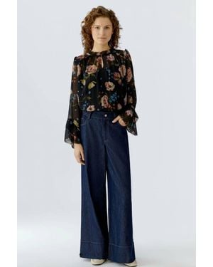 Ouí Rose Floral Blouse - Blue