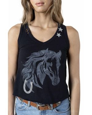 All Us Horse Mane Swing Tank Top - Blue