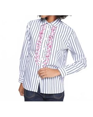 Vilagallo Lionetta Embroidered Top - Blue