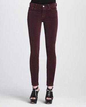 J Brand Blackberry Corduroy Mid Rise Stretch Pants - Purple