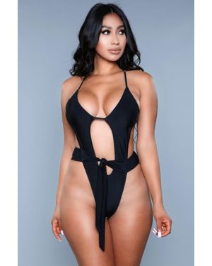 TRUEDAMES Elegant Trinity Swimsuit With Adjustable Straps And Waist Tie - Blue