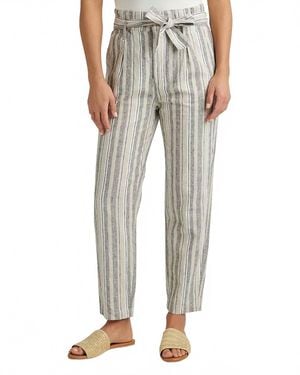 Jag Belted Linen Stripe Pleated Pants - Multicolor