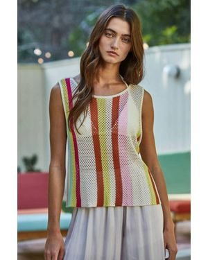 By Together Open Knit Stripe Crochet Tank Top - Multicolor