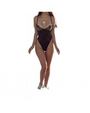 Kilo Brava Embroidered Underwire Bodysuit - Brown