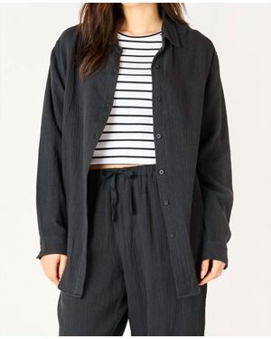 Dex Gauze Long Sleeve Button Down Blouse - Black