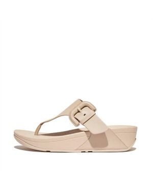 Fitflop Lulu Covered-Buckle Raw-Edge Leather Toe-Thongs Sandals - Natural
