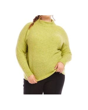 Karen Kane Plus Size Mock Neck Boucle Sweater - Yellow