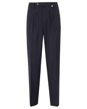 Myths Midnight Zeus Darts Waist Loops Wool Pants - Blue