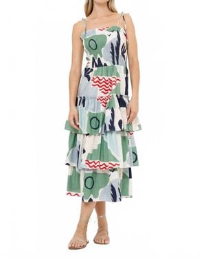 Oliphant Smocked Tie Strap Midi Dress - Green