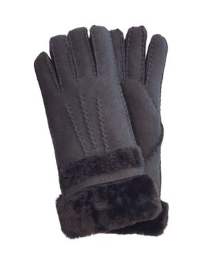 Infinity Leather Genuine Sheepskin Suede Gloves With Roll Up/Down Cuff - Blue