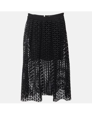 Maje Synthetic Knit Cut Out Midi Skirt - Black